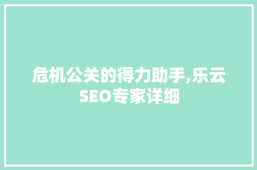 危机公关的得力助手,乐云SEO专家详细