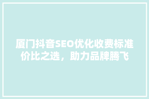 厦门抖音SEO优化收费标准价比之选，助力品牌腾飞
