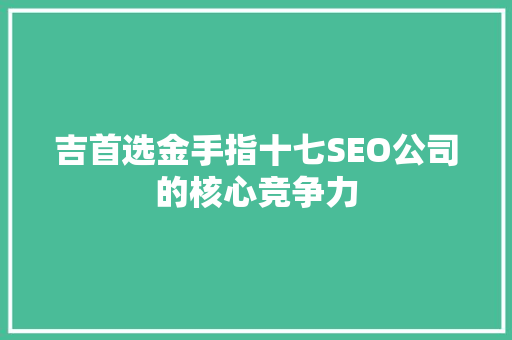 吉首选金手指十七SEO公司的核心竞争力