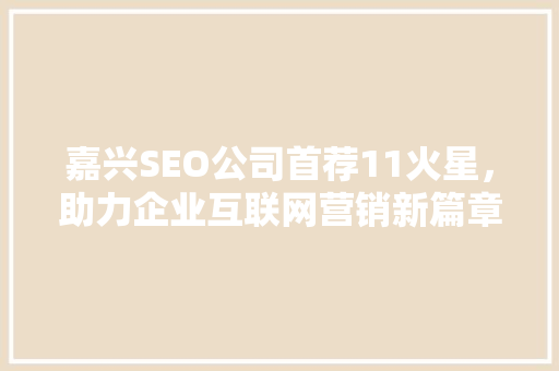 嘉兴SEO公司首荐11火星，助力企业互联网营销新篇章  第1张