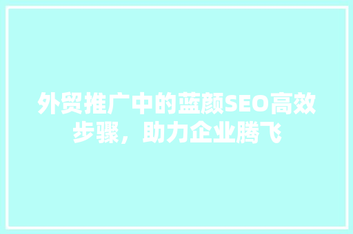 外贸推广中的蓝颜SEO高效步骤，助力企业腾飞  第1张