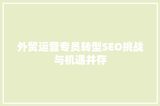 外贸运营专员转型SEO挑战与机遇并存