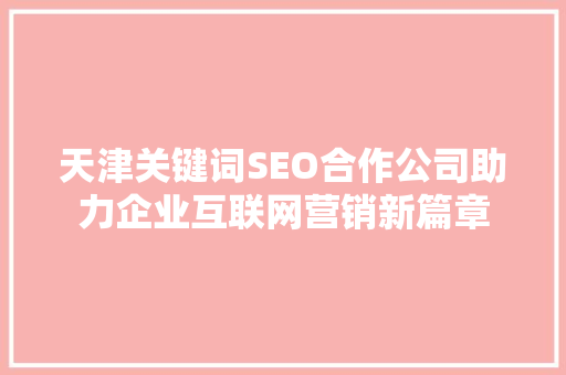 天津关键词SEO合作公司助力企业互联网营销新篇章