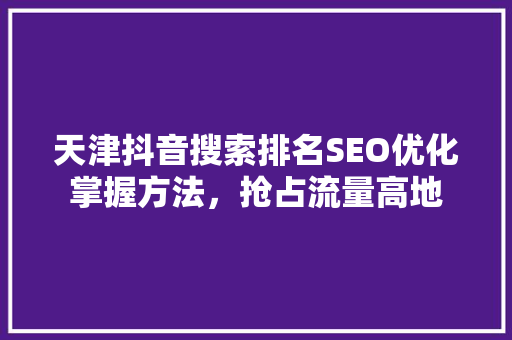 天津抖音搜索排名SEO优化掌握方法，抢占流量高地