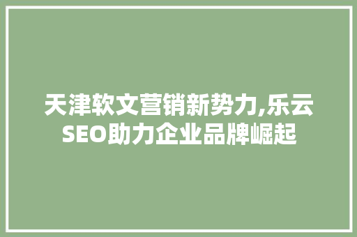 天津软文营销新势力,乐云SEO助力企业品牌崛起