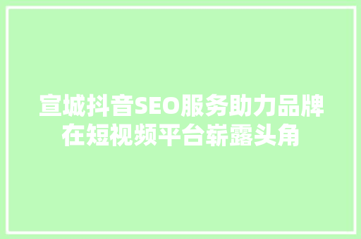 宣城抖音SEO服务助力品牌在短视频平台崭露头角
