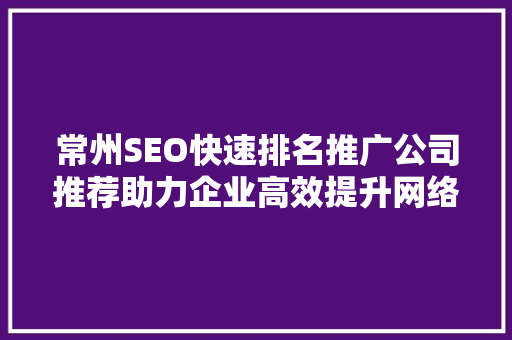 常州SEO快速排名推广公司推荐助力企业高效提升网络知名度