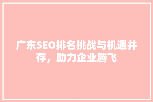 广东SEO排名挑战与机遇并存，助力企业腾飞