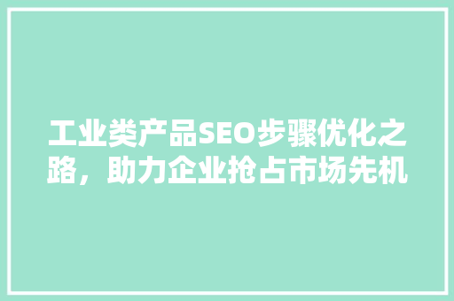 工业类产品SEO步骤优化之路，助力企业抢占市场先机