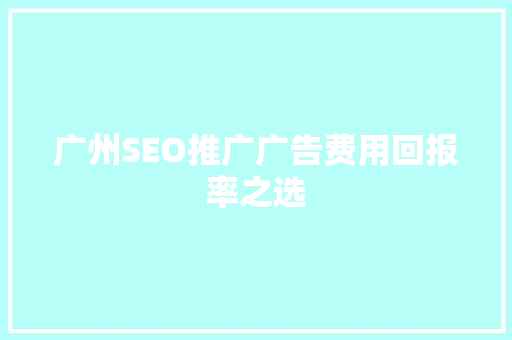 广州SEO推广广告费用回报率之选