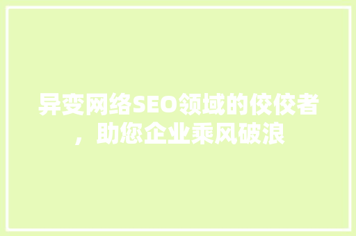 异变网络SEO领域的佼佼者，助您企业乘风破浪