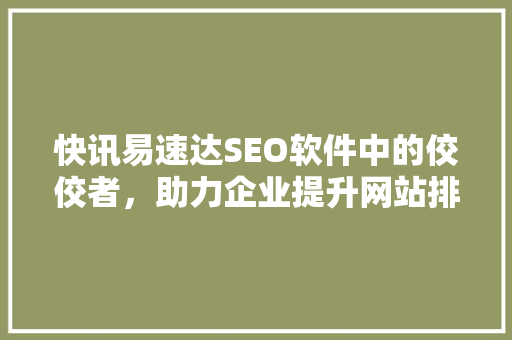 快讯易速达SEO软件中的佼佼者，助力企业提升网站排名  第1张