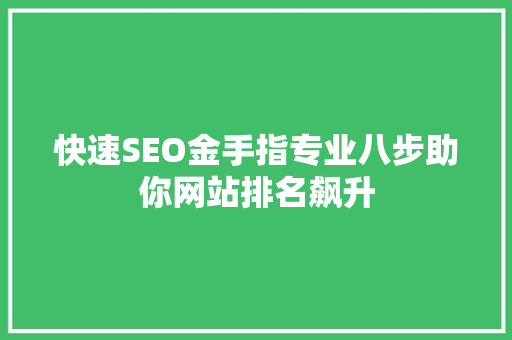 快速SEO金手指专业八步助你网站排名飙升