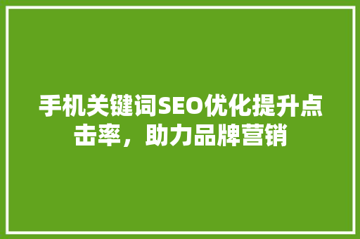 手机关键词SEO优化提升点击率，助力品牌营销