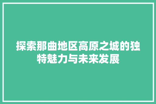 探索那曲地区高原之城的独特魅力与未来发展