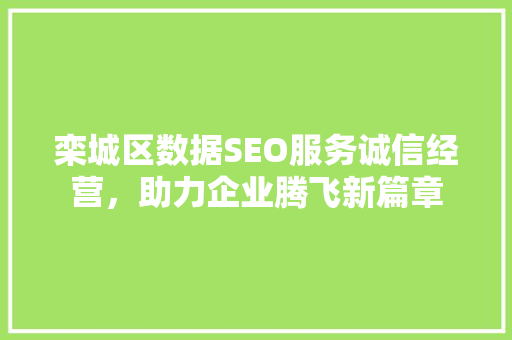 栾城区数据SEO服务诚信经营，助力企业腾飞新篇章