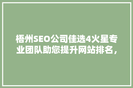 梧州SEO公司佳选4火星专业团队助您提升网站排名，抢占网络市场先机
