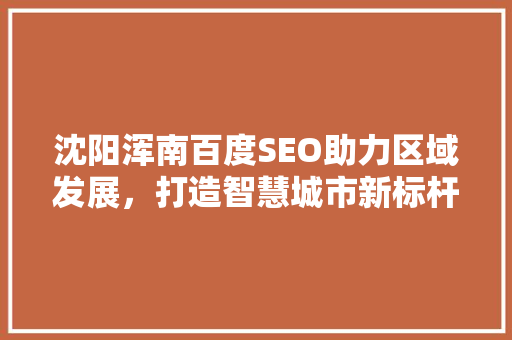 沈阳浑南百度SEO助力区域发展，打造智慧城市新标杆