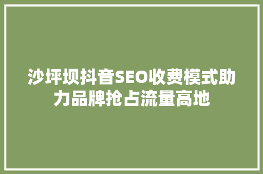 沙坪坝抖音SEO收费模式助力品牌抢占流量高地