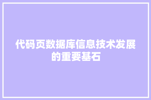代码页数据库信息技术发展的重要基石