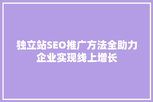 独立站SEO推广方法全助力企业实现线上增长  第1张