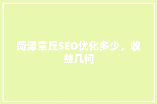 菏泽章丘SEO优化多少，收益几何