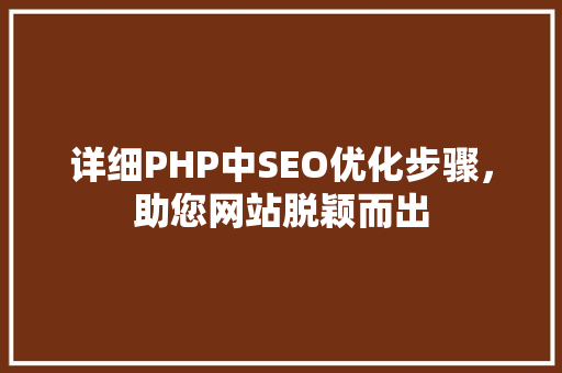 详细PHP中SEO优化步骤，助您网站脱颖而出