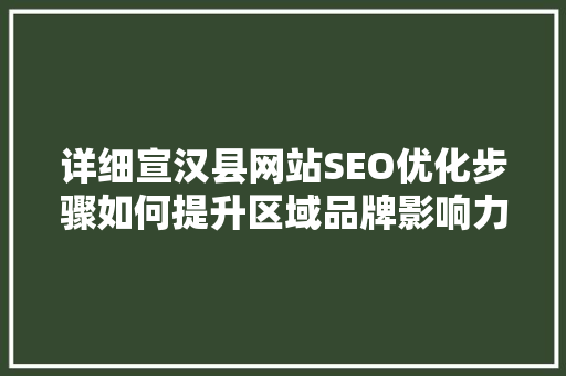 详细宣汉县网站SEO优化步骤如何提升区域品牌影响力