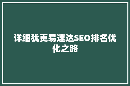 详细犹更易速达SEO排名优化之路
