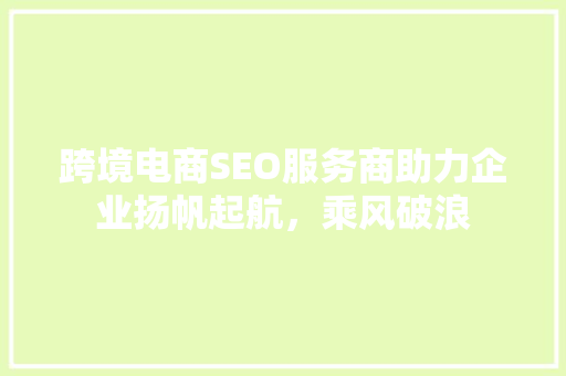 跨境电商SEO服务商助力企业扬帆起航，乘风破浪