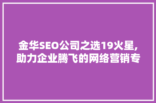 金华SEO公司之选19火星,助力企业腾飞的网络营销专家