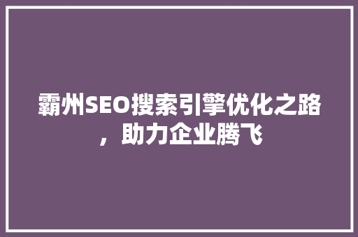 霸州SEO搜索引擎优化之路，助力企业腾飞  第1张
