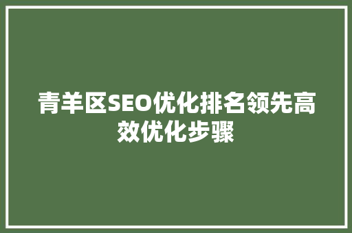 青羊区SEO优化排名领先高效优化步骤