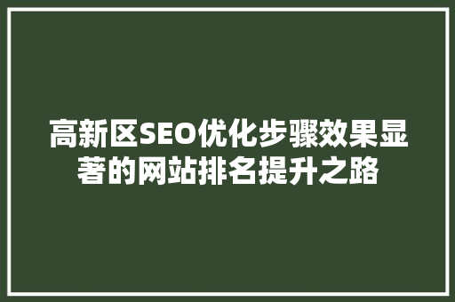 高新区SEO优化步骤效果显著的网站排名提升之路  第1张