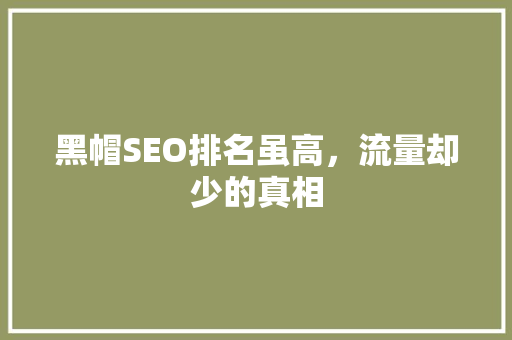 黑帽SEO排名虽高，流量却少的真相