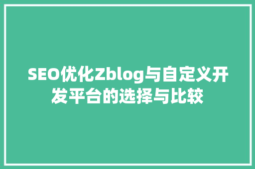 SEO优化Zblog与自定义开发平台的选择与比较