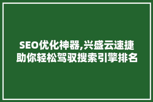 SEO优化神器,兴盛云速捷助你轻松驾驭搜索引擎排名