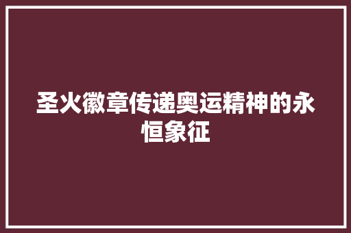 圣火徽章传递奥运精神的永恒象征