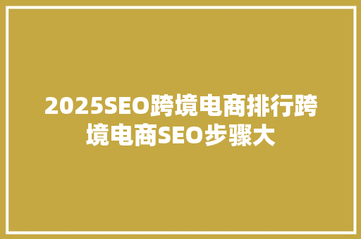 2025SEO跨境电商排行跨境电商SEO步骤大