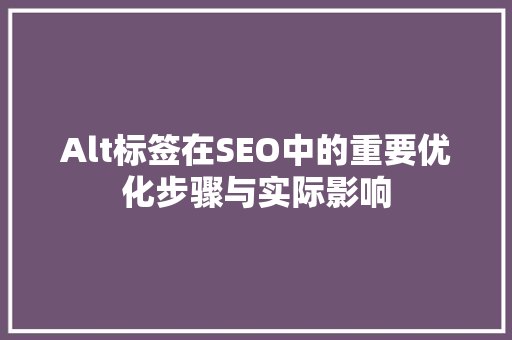 Alt标签在SEO中的重要优化步骤与实际影响