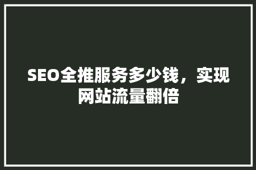 SEO全推服务多少钱，实现网站流量翻倍