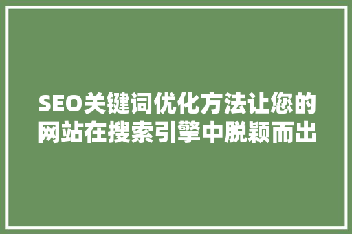 SEO关键词优化方法让您的网站在搜索引擎中脱颖而出
