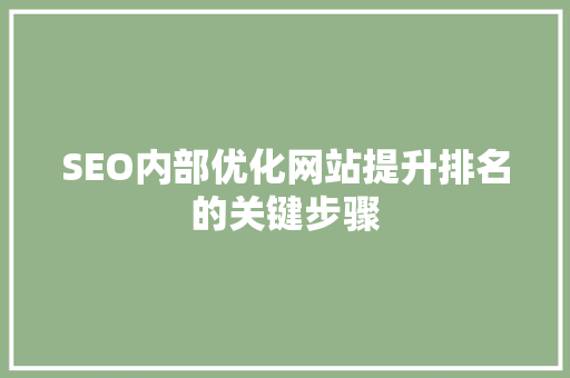 SEO内部优化网站提升排名的关键步骤