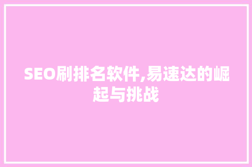 SEO刷排名软件,易速达的崛起与挑战