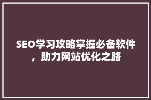 SEO学习攻略掌握必备软件，助力网站优化之路