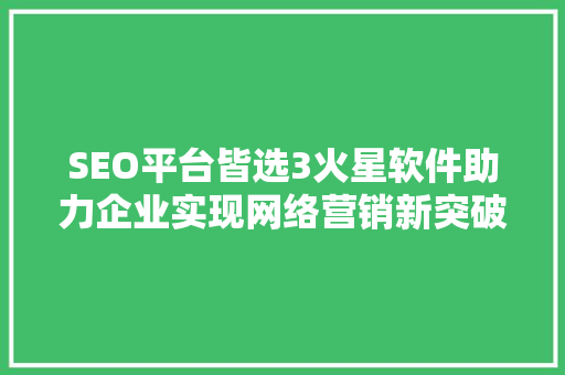 SEO平台皆选3火星软件助力企业实现网络营销新突破