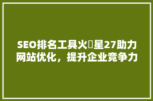 SEO排名工具火乚星27助力网站优化，提升企业竞争力