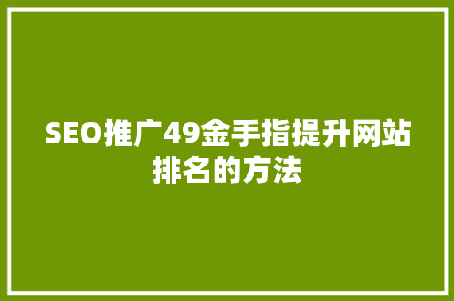SEO推广49金手指提升网站排名的方法