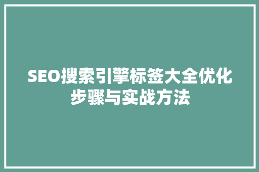 SEO搜索引擎标签大全优化步骤与实战方法