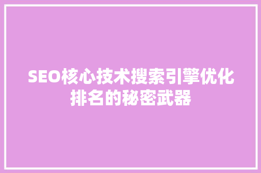 SEO核心技术搜索引擎优化排名的秘密武器